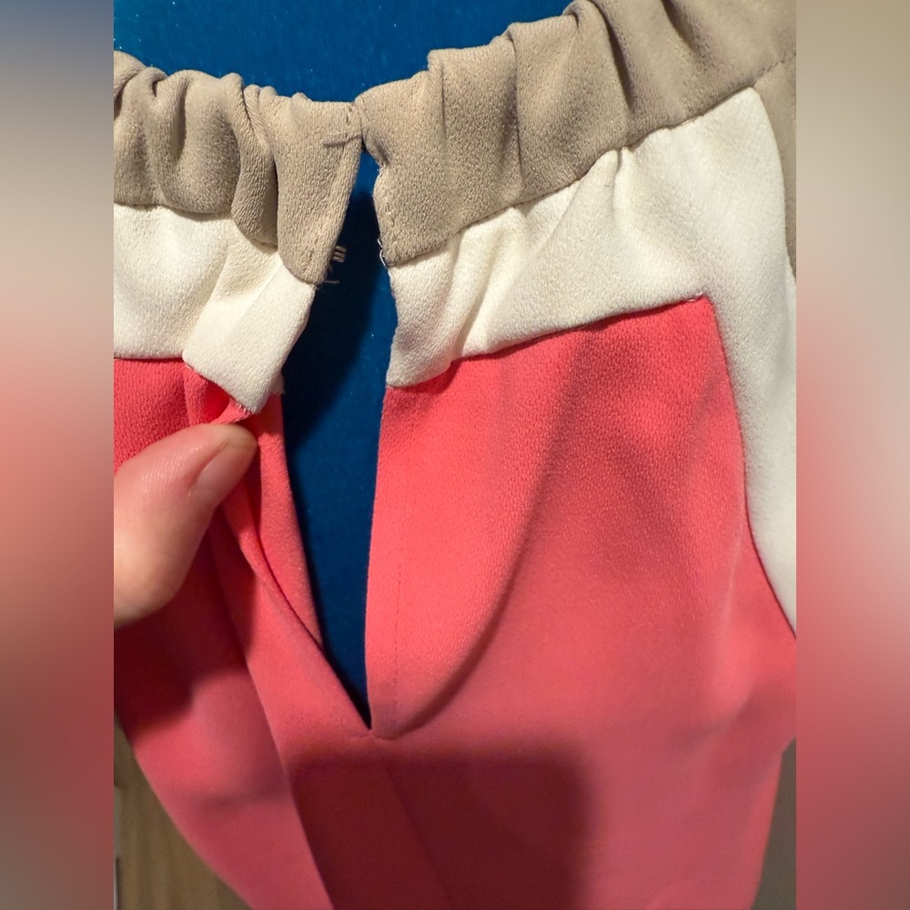 Pink Taupe and Cream Halter Shift Dress-Dry Cleaned - Picture 3 of 5